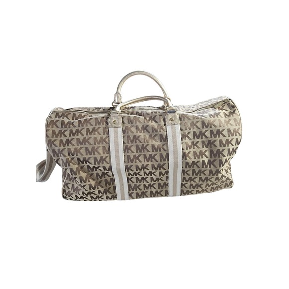 Michael Kors MK signature jacquard duffle travel bag - Picture 3 of 7